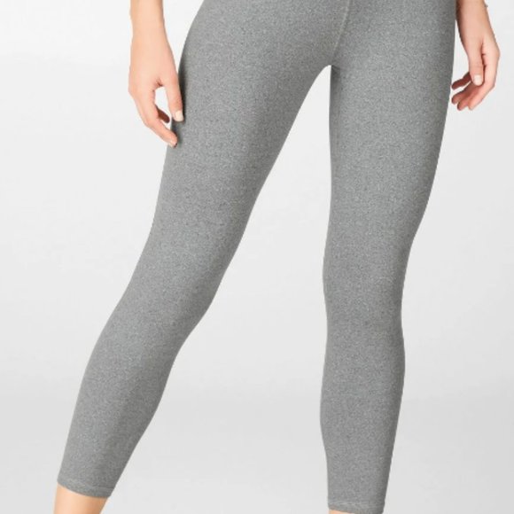 Fabletics Gray High-Waisted Heathered Capri Leggings - Picture 1 of 7